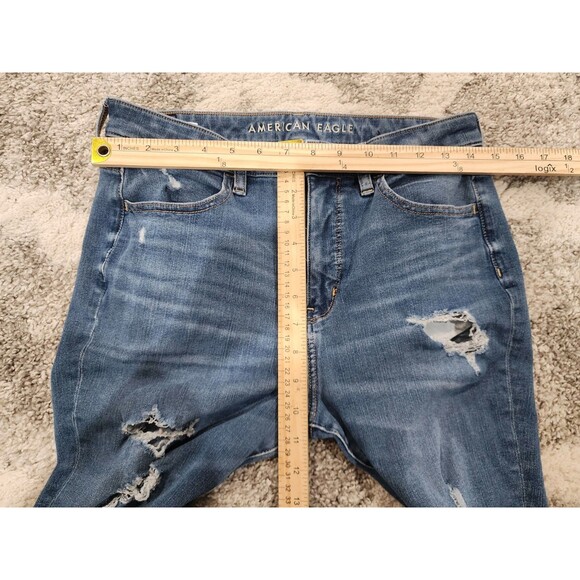 American Eagle Size 10 Med Wash Distressed Super Hi-Rise Jegging Dream Jeans - Picture 5 of 12